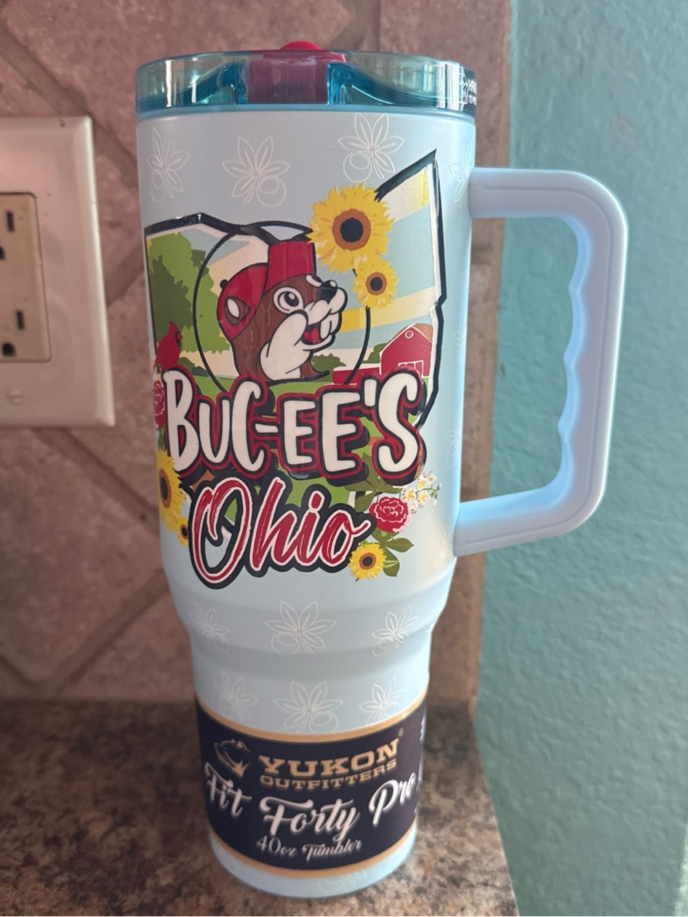 Buc-ee's Ohio Light Blue Travel Tumbler with Handle